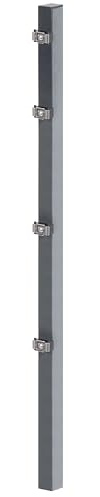 Alberts 677800 Zaunpfosten mit Klemmlasche und Zubehör | feuerverzinkt, anthrazit kunststoffbeschichtet (RAL 7016) | Länge 2400 mm | 60 x 40 mm