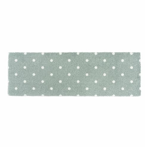 LA KO Waschbare Fußmatte 25 x 75 cm - hochwertig Bedruckte Fußmatte aus Deutschland - Türmatten mit modernem Design (Punkte Weiss)