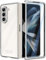 Hulveze Custodia per Samsung Galaxy Z Fold 5 con Pellicola Protettiva, Trasparente Crystal Clear Placcatura Sottile Hard PC Anti-graffio Cover Protettiva Completa per Galaxy Z Fold 5 5G 2023(Argento)