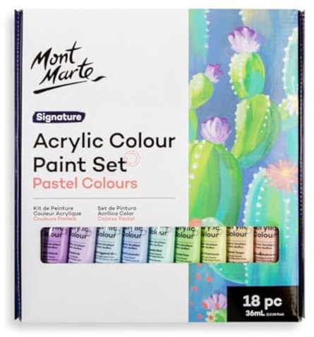 MONT MARTE MSCP1836 Acrylic Colour Pastel Colours Paint Set - 36ml Set of 18
