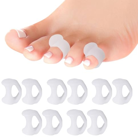 Toe Separators for Overlapping Toes, 10 Pack Gel Toe Spacers Straightener, Little Toe Separators for Pain Relief and Bunion Correctors for Women and Men