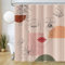 Uiiooazy Rideau Douche Anti Moisissure, Rideau de Douche 180x180cm Rose Orange Visage Abstrait Fleuri Rideaux de Baignoire Tissu Lavable Imperméable Polyester Rideaux Salle de Bain avec 12 Crochets
