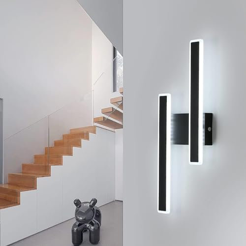 Euroshine Wandleuchte LED Innen Moderne, 32W 3650LM Modern Up Down Wandlampe, Kreative Schwarze Wandleuchte Lang für Wohnzimmer Wohnzimmer Korridor Treppen Badezimmer, Kaltweiß 6500K