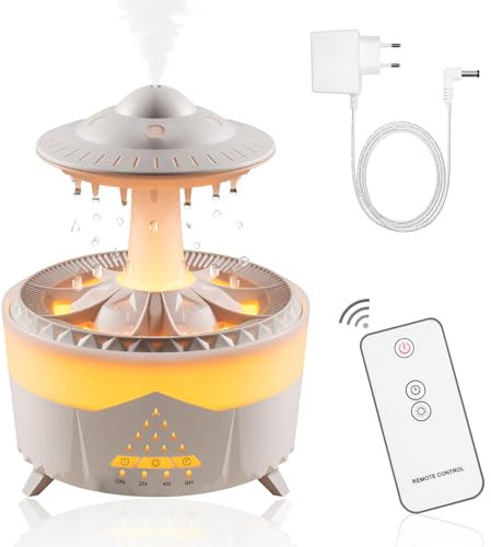 OneNine 450ML Regen Wolken luftbefeuchter, Diffusor für ätherisches Öl mit 7 Farben Nachtlicht, Rain Cloud Humidifier mit Fernbedienung Pilz Wasser Lampe Raumbefeuchter für Zuhause, Büro, Zimmer