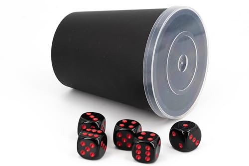 WeLoveDice DiceCupFlex - Flexibler Würfelbecher mit Deckel inkl. 5 Würfel& Block - Made in Germany