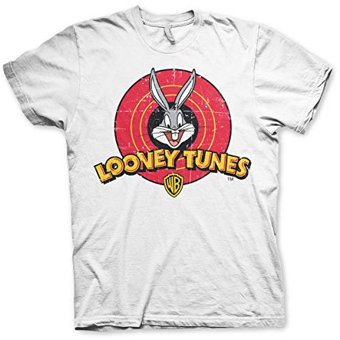 Offizielles Bugs Bunny Looney Tunes Logo Herren Damen Unisex Top T-Shirt, weiß, XL