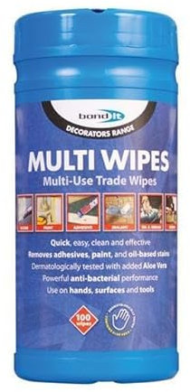 BondIt Multi Wipe Trade Hand Wipes Adhesive Sealant Clean Paint Oil Glu Professional Hand Wipes Cleans Oil Ink Bitumen Grease Paint Trade Wipes White (100 Wipes)
