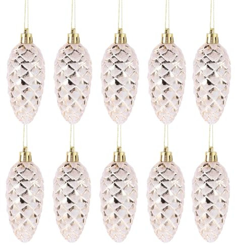 Veemoon 10 Stück Tannenzapfen Weihnachtsbaumschmuck Glitzernde Tannenzapfen-Hängedekorationen Hängende Herbstdekorationen Bemalte Tannenzapfen-Ornamente Für Weihnachtsbaumdekorationen