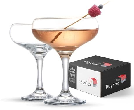Cocktail Glasses Set of 2 (9oz/270ml). Espresso Martini Glasses, Margarita Glasses, Elegant Coupe Glasses, Long Stem Glassware