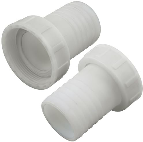 AERZETIX - C75046 - Lot de 2 Raccords femelles cannelés droits 2'' x 50 mm à écrou - filetage interne - adaptateur connecteur système circuit d'irrigation arrosage - en polyamide - couleur blanc