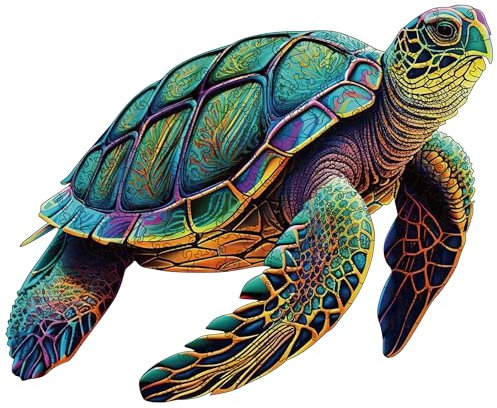 Wooden Puzzles for Adults, Sea Turtles Wooden Jigsaw Puzzles 200 Pieces, Irregular Animal Shaped Unique Wooden Puzzle, Creative Ghristmas Gift for Teenagers and Adults