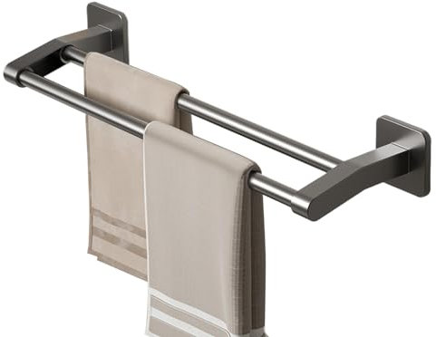 Portasciugamani da bagno da parete, 40 cm, porta asciugamani da cucina, doppio portasciugamani da cucina, adesivo doppio portasciugamani da parete, adesivo per bagno, cucina, soggiorno