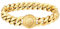 KRKC&CO 12mm Herren Armband mit rundem Kompass Verschluss, 18K Gold beschichtet Panzerarmband, breite dicke Edelstahl Cuban Armband, Hip Hop Biker Schmuck Geschenk für Männer Jungs [Länge 20,3cm]