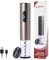 ELMWAY Rechargeable Electric Wine Bottle Opener – Electric Wine Opener & Corkscrew with Dual LED Lights, Transparent Window, Fast Cork Removal & Brushed Stainless Steel, Includes Foil Cutter – Black