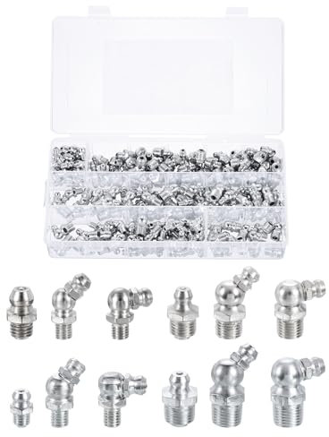 sourcing map 245 raccordi in acciaio zincato diritto e angolato 1/4-28 1/8-27 M6 M10 Filettatura diritta 90 gradi 45 gradi grasso idraulico accessori capezzoli