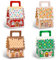 yunhuatdm 24 x Weihnachtshaus-Leckerli-Boxen mit Griff, Weihnachts-Lebkuchenhaus, Leckereien, Süßigkeiten, Geschenkboxen für Weihnachten, Geburtstag, Babyparty, Party, 4 Designs