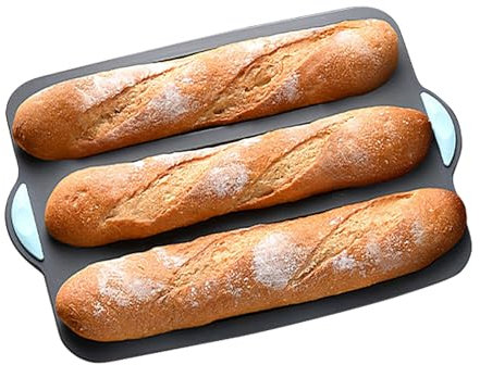 Baguetteblech, BaguetteBackblech, Silikon Brotbackform, Professionelle Backform Mit 3 Gittern Und Schnellverschluss, Temperaturbeständigkeit BaguetteBackblech, Hitzebeständige Brotformen Aus Silikon