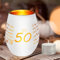 Seutgjie 50. Geburtstagsgeschenk für Frauen Freundin Schwester Kollegen Mama Windlicht aus Glas mit Gravur Teelichthalter mit Kerze Personalisierte Geschenke für Geburtstag Jahrestag