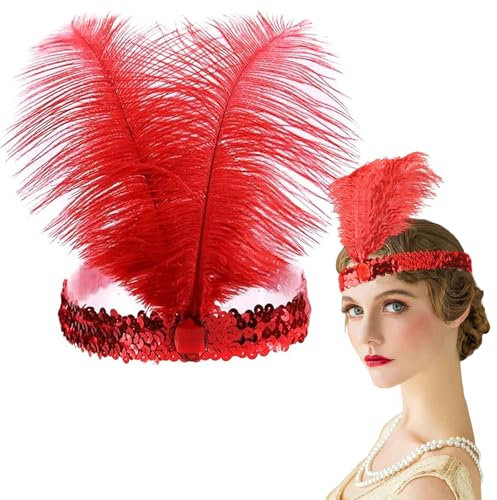 GTYARYUA 20er Jahre Haarschmuck, Feder Haarschmuck, Kopfschmuck Federn, Charleston Kopfschmuck, Haarreif Fasching Damen, 20er Jahre Flapper Feder Haarband, Karnevalsgeschenke für Frauen