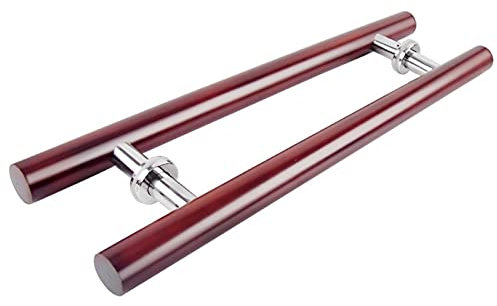 DSeenLeap Gate Hardware Solid Wood Commercial Sauna Glass Door Push-Pull Handle/Home Sliding Wooden Barn Door Handle-Wine Red,3 Lengths (Red 800×600mm)