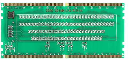 DDR5 RAM Memory Slot Tester Card with LED Lights, Portable for PC Motherboard RAM Memory Maintenance (Green)