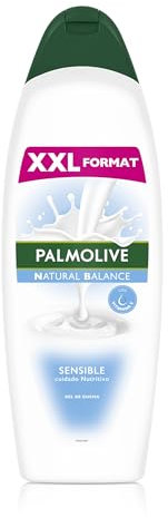 Gel de Ducha Palmolive Naturals Sensitive 900ml, Gel de Ducha Sensible con Vitamina E para Nutrir tu Piel, deja la Piel Suave con Leche de Almendra de Origen Vegetal, Ingredientes 95% Origen Natural*