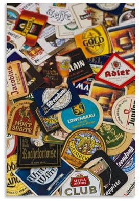 Poster mural vintage avec sous-verre de bière 30 x 45 cm