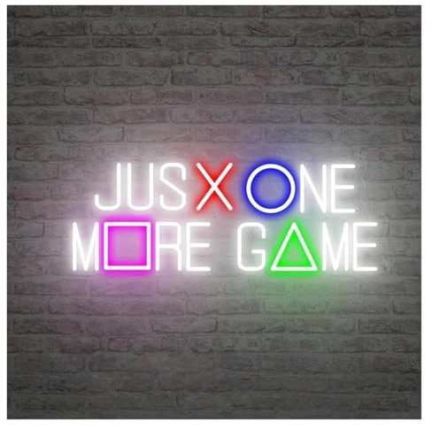 HUANTY Neon Sign Party Decoration Just One More Game Neon Sign LED Light Dimmable USB Powered For Gamer Room Home Bedroom Wall Decor 45cm(D)