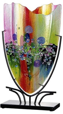 Glas Art Bodenvase Manto aus Glas - oval - Höhe 49cm x Breite 30cm - blau pink - handbemalt - Nicht wasserdicht