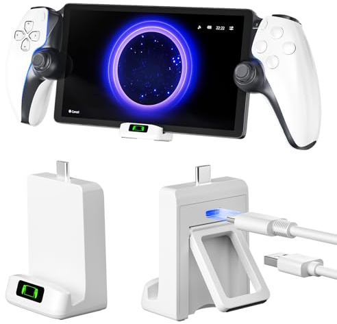 Dock di Ricarica per PS Portal, Pieghevole Base di Ricarica PS Portal con Indicatore di Ricarica a LED, Supporto di Ricarica PS5 Portal con Cavo USB-C, Accessorio per PS5 Portal