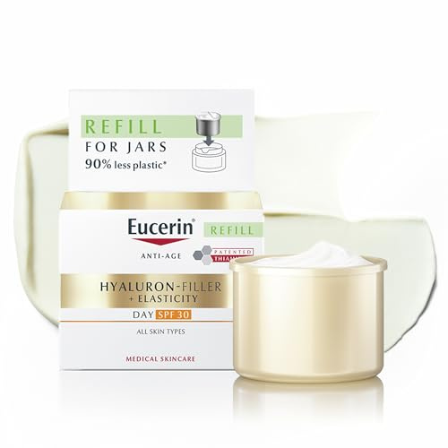 Eucerin Hyaluron-Filler + Elasticity Tagespflege LSF 30 Nachfüllkapsel 50 ml, Gesichtscreme fördert die Hautelastizität, reduziert Falten und Flecken, Anti Aging Creme mit Hyaluronsäure und Thiamidol