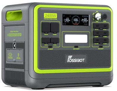 FOSSIBOT NEW F2400 Portable Power Station 2400W (Peak 4800W) Solar Generator, Full Charge in 1.5h,Lightweight high-performance 2048Wh LiFePO4 Battery for Home Backup,Power Outages,and Camping RV