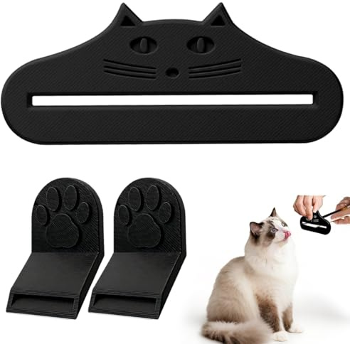 Quesuc 2 Stück Katzenfutter Löffel Katzensnack Werkzeugset Snackspender Dosenöffner Kunststoff Für Haustiersnacks, Zuhause, Reisen, Camping Schwarz