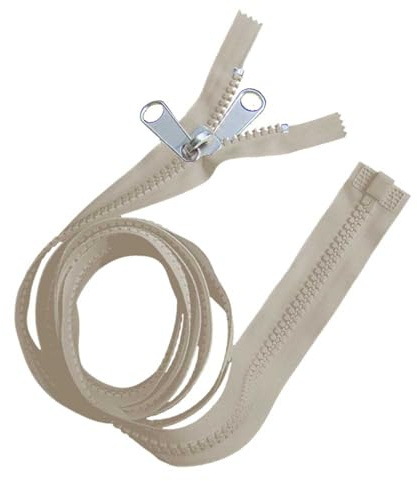 Schneidereibedarf Werner Zeltreißverschluss, 1-Weg Teilbar 9 mm Krampenschiene, Extra Breit, für Planen und Camping (Farbe: beige (107), Länge: 180 cm)