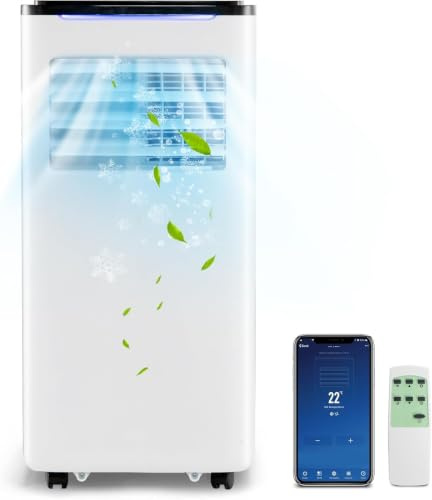 GOPLUS Mobile Klimaanlage mit Abluftschlauch, 9000 BTU Air Conditioner, Kühlen & Ventilieren & Entfeuchten 42L/Tag & Heizen & Schlafmodus, für Räume bis 60 m³(20 m²), App/Fernsteuerung