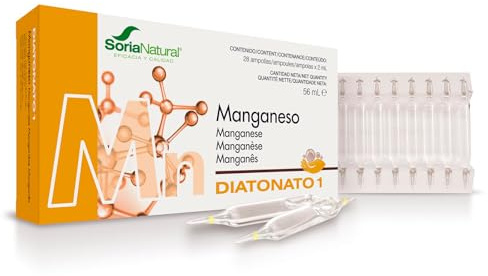 Soria Natural Diatonato 1 Manganeso - Suplemento a Base de Manganeso en Ampollas – Favorece Huesos y Tejidos Conectivos – Ayuda al Metabolismo - Caja con 28 Ampollas de 2 ml