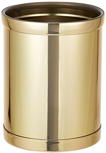 Kraftware Corbeille Ronde en Mylar, 8 litres, Couleur Laiton Poli
