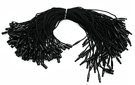 Trimming Shop Etikettband Schwarz oder Weiß 25,4 cm Nylonband für Etiketten – Schnappverschluss 100pcs - Black Schwarz