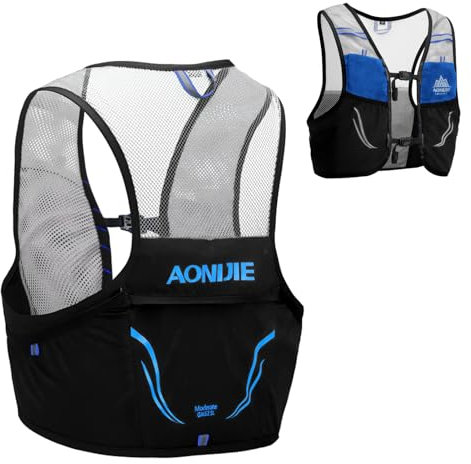 Azarxis 2.5L Laufrucksack, Ultraleicht Trinkrucksack für Marathon, Bergläufe, Radfahren (Blau & Schwarz - Nur Weste, M / L (90-102cm))