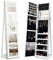 COSTWAY Armoire à Bijoux sur Pieds, Miroir HD Pleine Longueur et Miroir de Maquillage Intégré, avec 91 Fentes pour Bagues 30 Crochets Collier, 100 Emplacements Boucle d’Oreilles (Blanc)