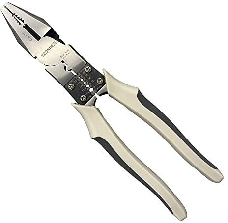BOOSDEN 5-in-1 Kombizange Zange mit Abisolierzange+Drahtcrimper+Drahtschneider+Wickelfunktion+Drahtverdrillzange,Multifunktionale Kombinationszange,Linesman Zange,Kombizange Professional electric,22cm