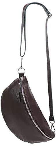 SH Leder ® echt Leder Hüfttasche Damen Herren Unisex Gürteltasche für Festival Reise Bauchtasche große Crossbody Bag Frauen Ledertasche 30x18cm Lala G399 (Dunkelbraun)