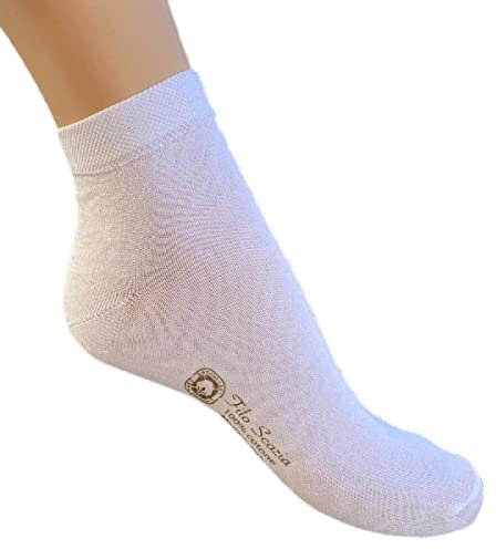 Infinity - 12 Paia Calzini Uomo Corti Sneakers in Cotone Estivi, Filo Di Scozia Elasticizzato, Calze Uomo Corte alla Caviglia Uomo Donna, Traspiranti e Antisudore, Made in Italy (Bianco, 43-46)