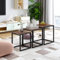 DUMEE Nesting Tables Set of 3 Wooden Coffee Table, Stacking Side End Tables Steel Metal Frame, for Living Room, Black and Rustic Brown