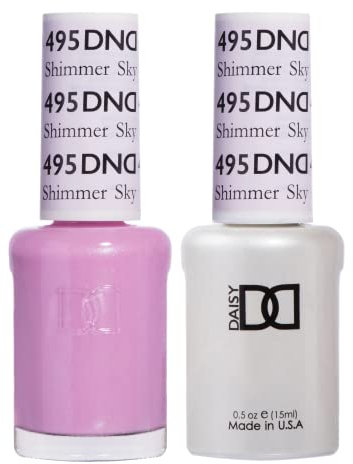 DND Gel Polish Set, Pink Collection, UV/LED Gel Polish and Air Dry Nail Lacquer, Matching Chip-Free Polish Duo, 495 Shimmer Sky, 0.5 Fl Oz
