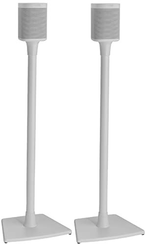 Sanus Wireless Speaker Stands Designed for Sonos One, One SL, and Play:1 - Easy, 15-Minute Assembly, Built-in Cable Management - White/Pai