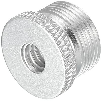 sourcing map Mic Stand Adapter 1/4 Female to 5/8 Male Thread Aluminum Alloy Mic Screw Adapter for Microphone Tripod Stand Silver