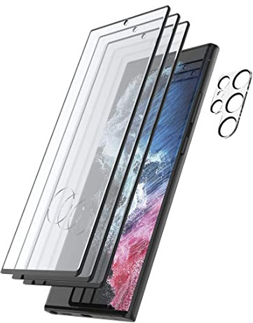 Hama Zubehör Samsung Galaxy S23 Ultra Screen Folie mit Kameraschutzglas, 3x Displayschutz, 1x Camera Schutz, 9H Glasfolie, Glasschutz und S23 ultra Kameraschutz als Display Protector