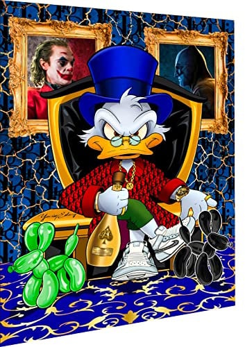 Magic Canvas Art - Bilder Dagobert Duck Chef Pop Art Leinwandbild 1- teilig Hochwertiger Kunstdruck Wandbilder – B8327, Material: Leinwand, Größe: 120x60 cm