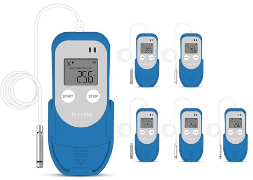 ThermElc TE-03 ETH Temperatur Luftfeuchtigkeit Logger mit digitaler Sonde, Vergleich mehrerer Geräte, automatisch generierte PDF-/CSV-Berichte, LED-Alarm, hohe Genauigkeit, montierbar für Kühlung